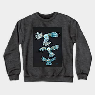 Owls created with dots - pointillism - dot art, owl art Crewneck Sweatshirt